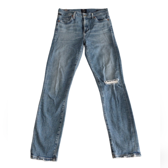 Citizens Of Humanity Size 25 Rocket Crop Midrise Skinny Distressed Blue Jeans - Picture 1 of 16